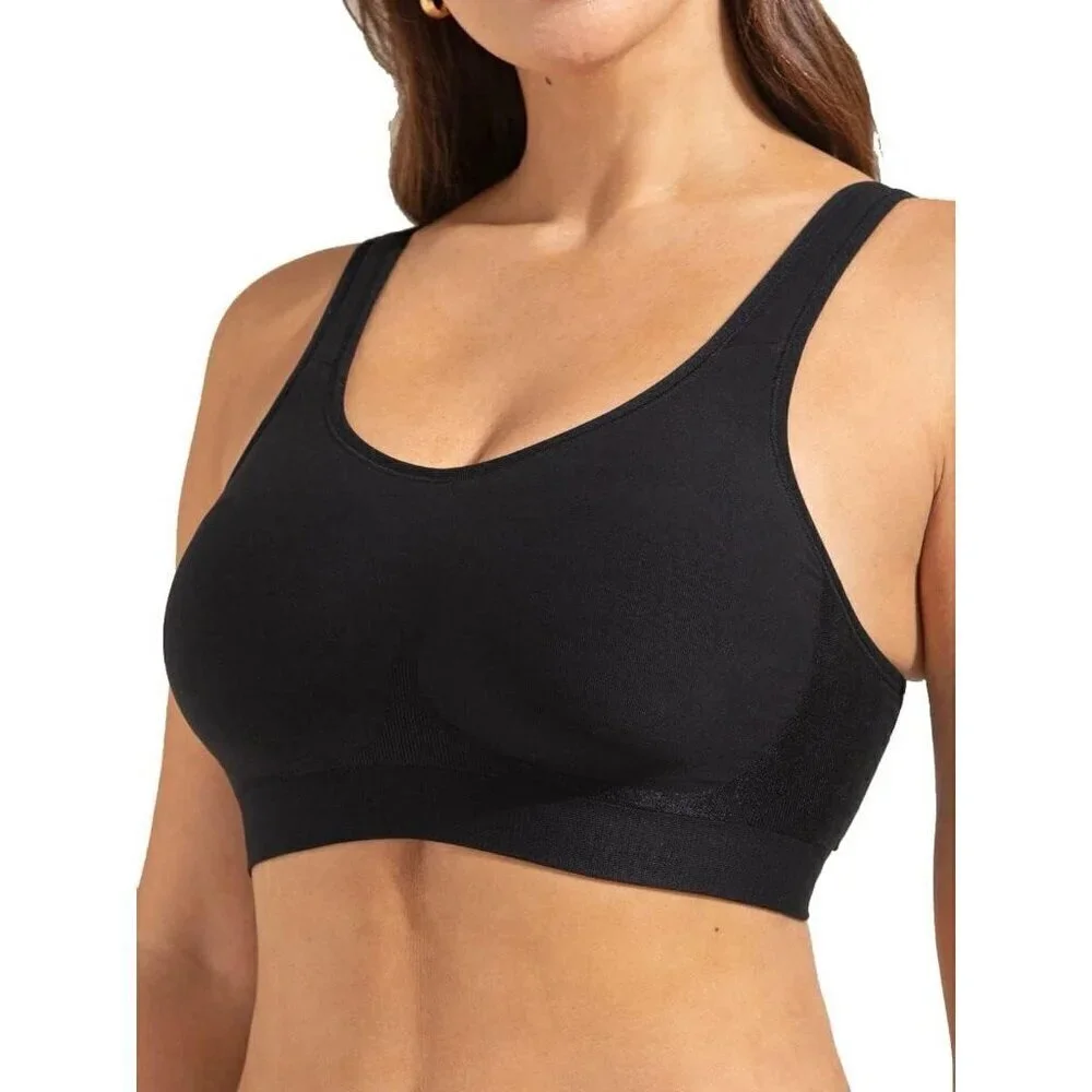 Truekind Womens Daily Comfort Wireless Shaper Bra Sz 4XL XXXXL Black 10022